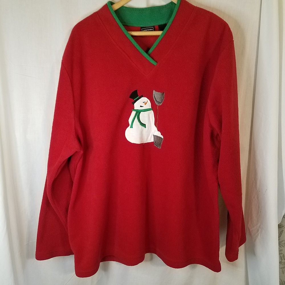 Bobbie Brooks Christmas Sweater Womens 3XL Snowman Holiday Winter Red Sweatshirt